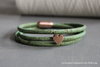 Wickelarmband mit Herz aus KORK  3fach | grün-rosegold